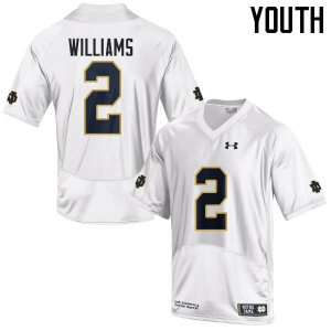 Notre Dame Fighting Irish Youth Dexter Williams #2 White Under Armour Authentic Stitched College NCAA Football Jersey IUM2299UN